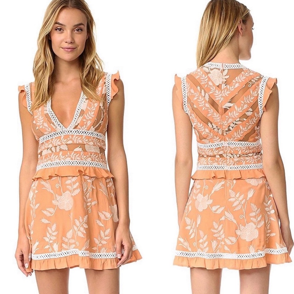 For Love And Lemons Peach Floral Dress
